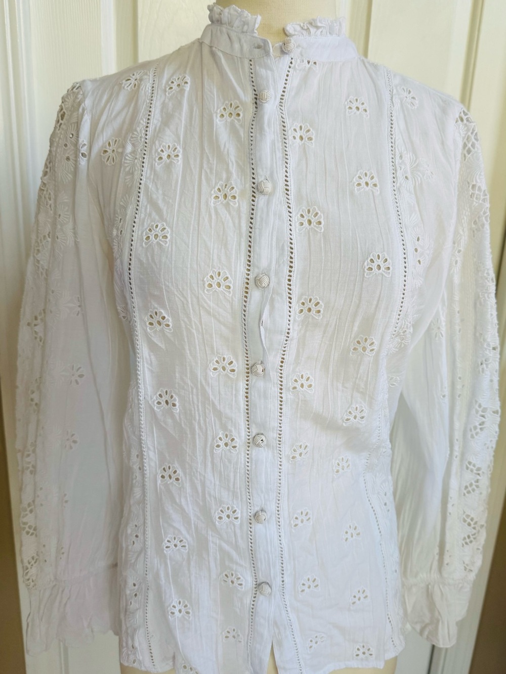Sundance White Eyelet Button-Down Blouse